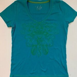 Made for Life Teal and Green V-Neck Tee